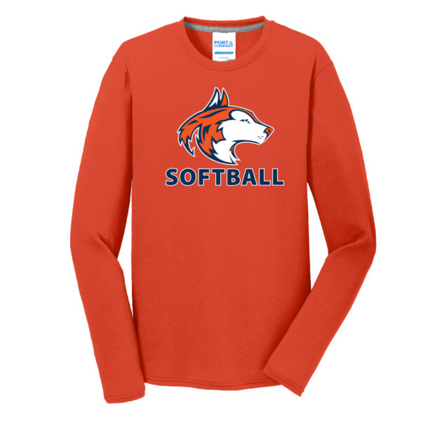 Naperville North Softball Long Sleeve Performance Blend Tee Orange