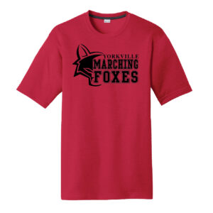 Yorkville Marching Foxes Black on Red Shirt