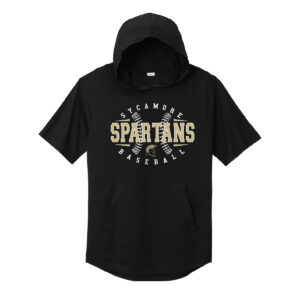 Sycamore Spartans Baseball Tri-Blend Wicking Short Sleeve Hoodie